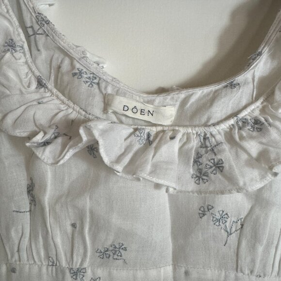 Doen Calla Maxi Dress in Salt White Blue Embroidery XS - Picture 5 of 6